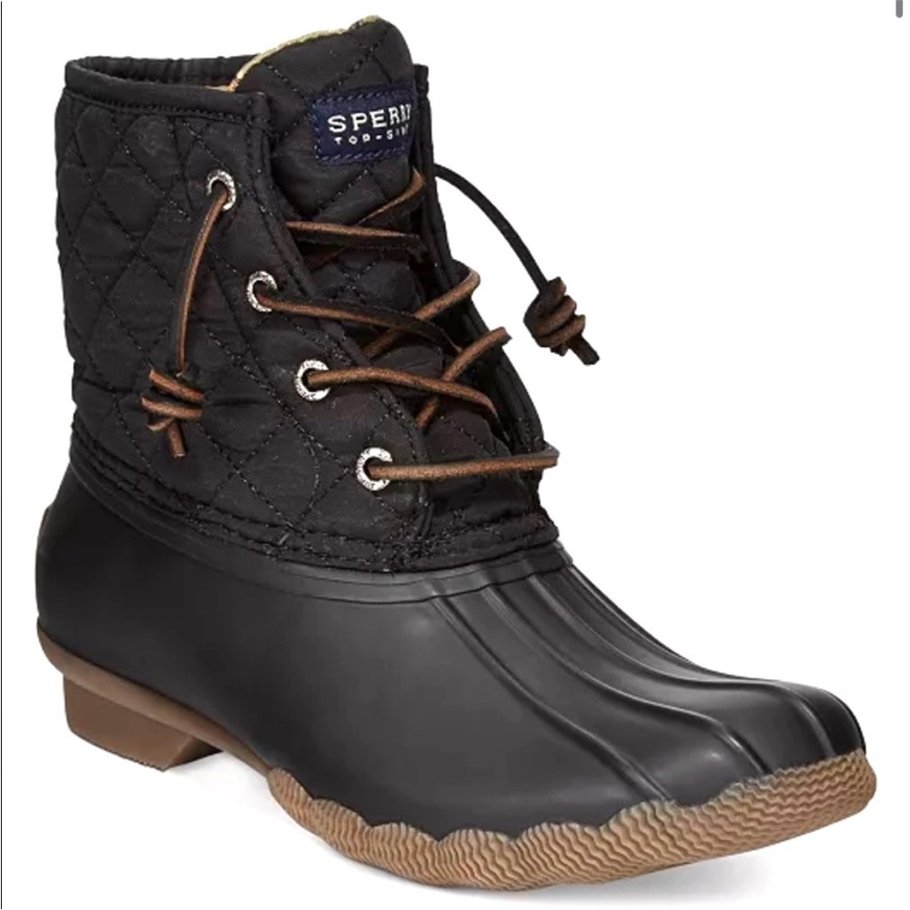 Sperry Women's Black Quilted Duck Boots EUC